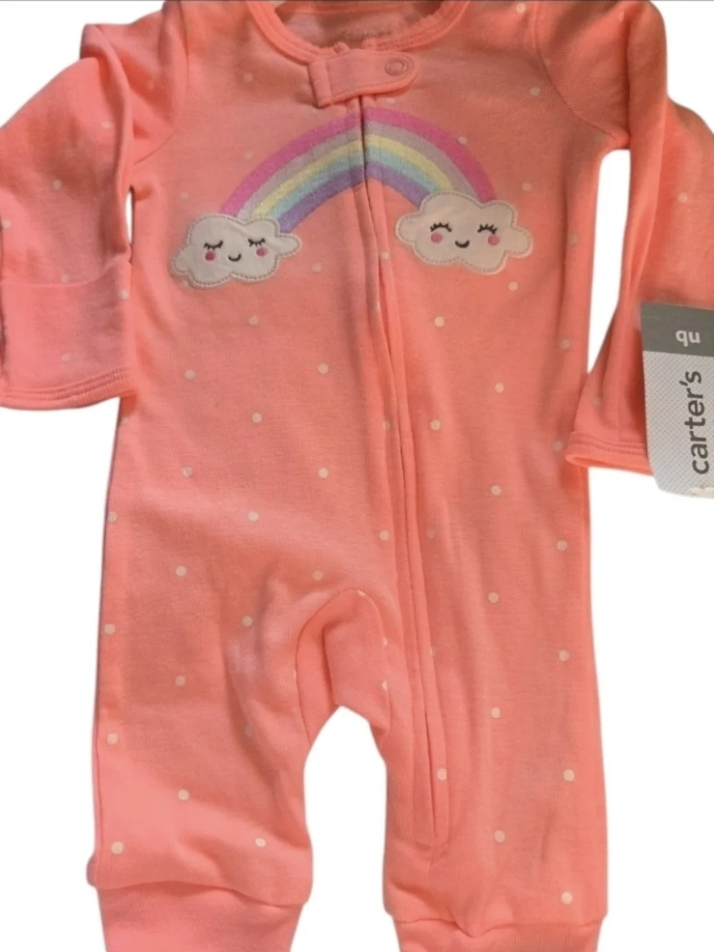 Carter's Coral Rainbow & Cloud Print Sleep & Play-Newborn NWT